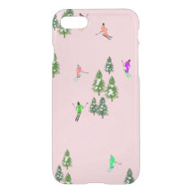 Pink Skiers Ski Opening Christmas Skiing Holiday
