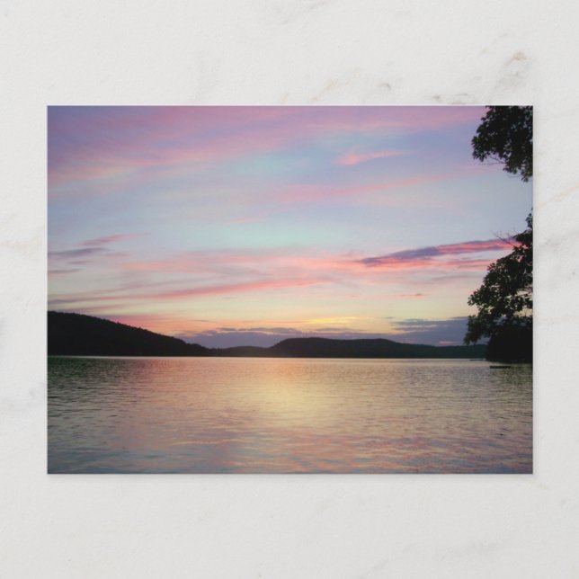 Pink Skies at night!  over Lake Sunapee Postcard (Front)