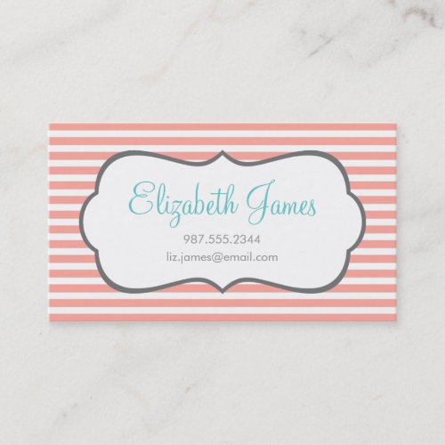 Pink Skinny Stripe Business Cards
