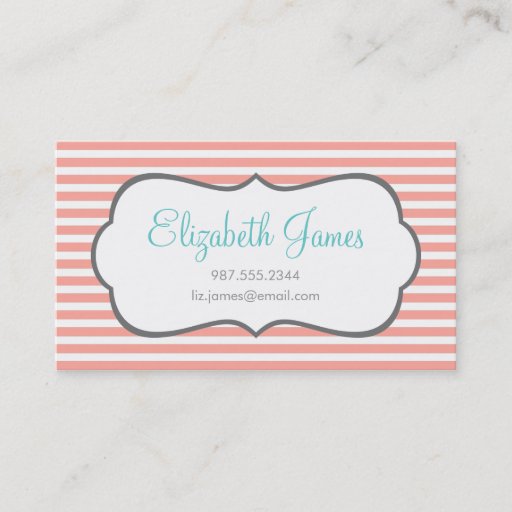 Customizable Pink Skinny Stripe Business Cards