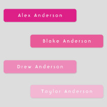 Pink Skinny Waterproof Adhesive Kid's Labels