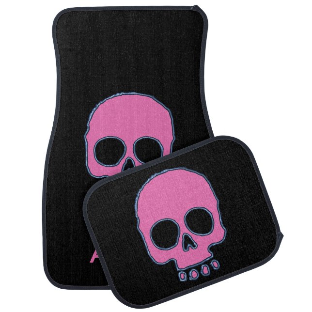 Pink Skull Add Name/Message Car Mat (Set)