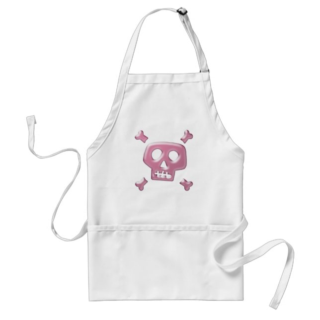 Pink Skull and Crossbones Adult Apron (Front)