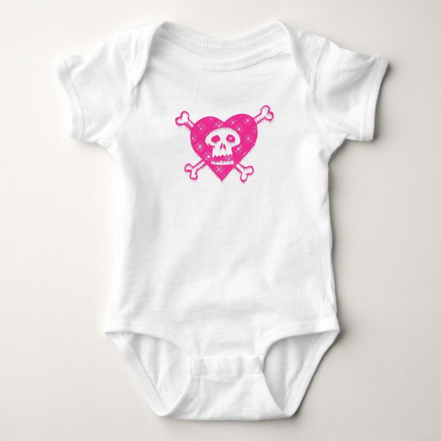 Pink Skull and Crossbones Baby Bodysuit (Front)
