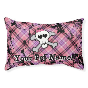 Pink Skull and Crossbones Custom Girl Female Dog Pet Bed