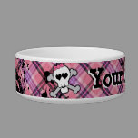 Pink Skull and Crossbones Custom Girl Pet Dog Bowl