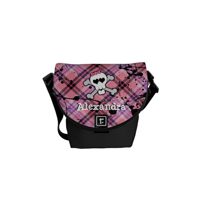 Pink Skull and Crossbones Messenger Bag