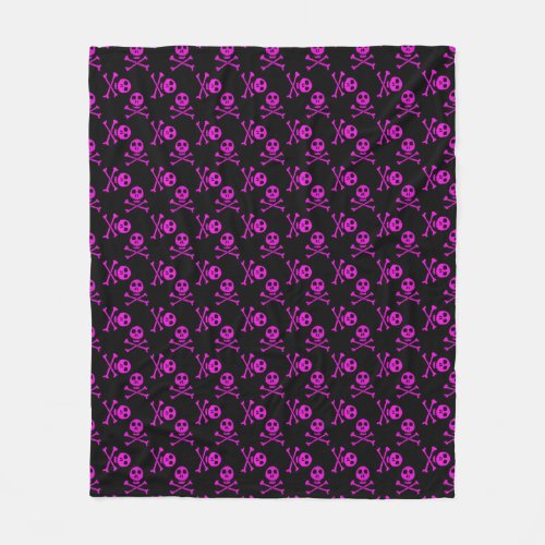 Pink Skull and Crossbones Pattern Fleece Blanket