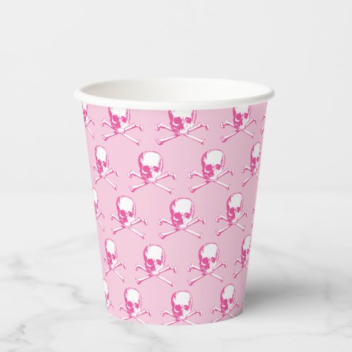 Pink Skull And Crossbones Pattern Paper Cup