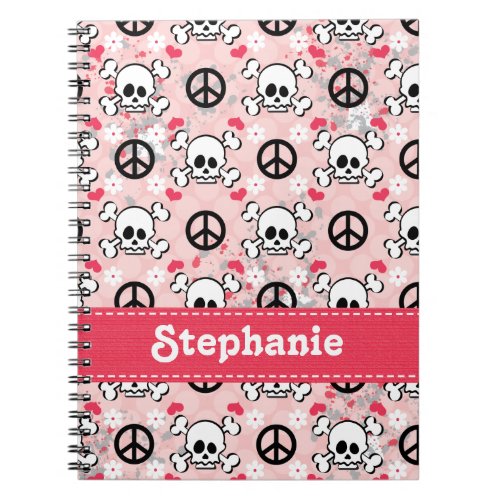 Pink Skull and Crossbones Spiral Notebook Journal