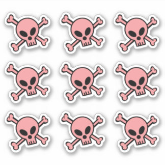 Pink Skull And Crossbones Sticker