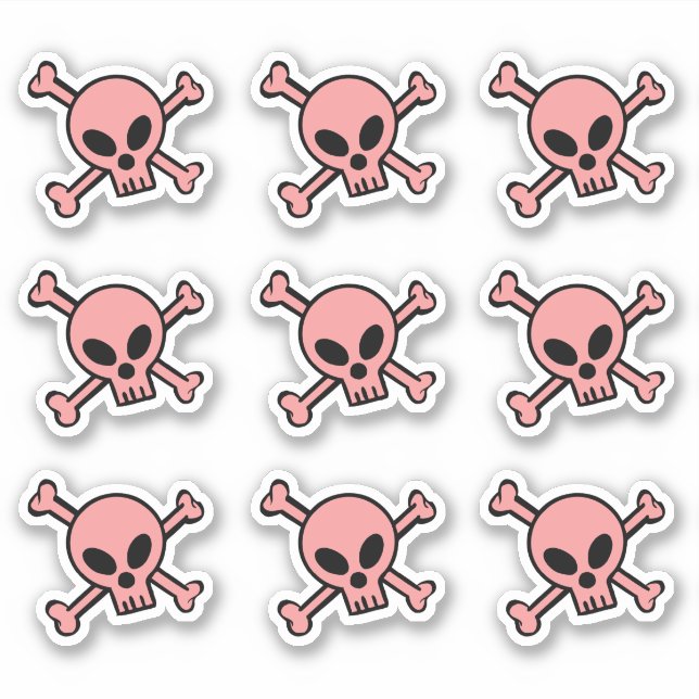 Pink Skull And Crossbones Sticker (Front)