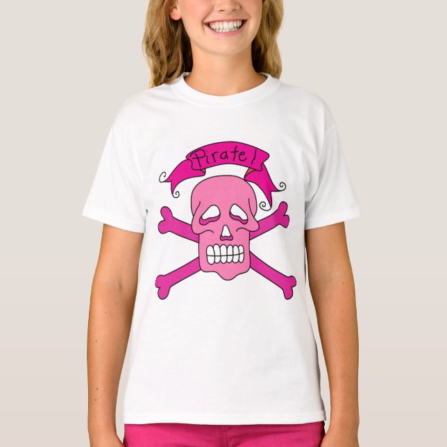 Pink Skull and Crossbones T-shirts and Gifts (Front)