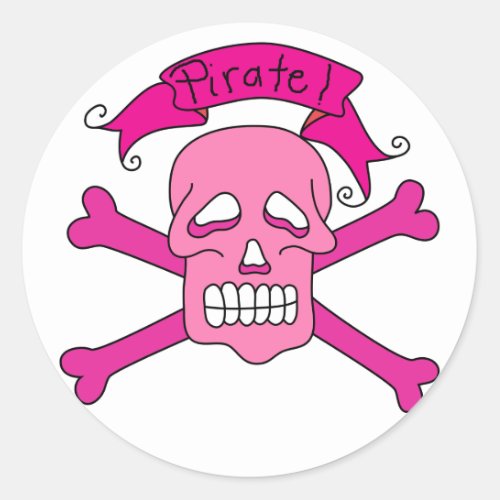 Pink Skull and Crossbones T_shirts and Gifts Classic Round Sticker