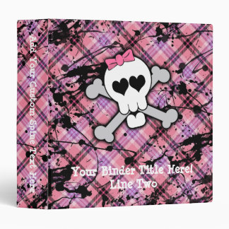 Pink Skull and Crossbones with Hearts and Bow Binder