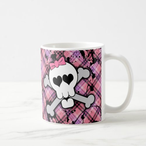 Pink Skull and Crossbones with Hearts and Bow Coffee Mug