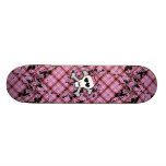 Pink Skull and Crossbones with Hearts and Bow Skateboard