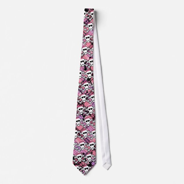 Pink Skull and Crossbones with Hearts and Bow Tie (Front)