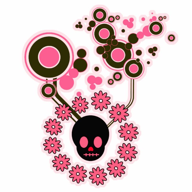 Pink Skull and Flower Circles Cutout (Front)