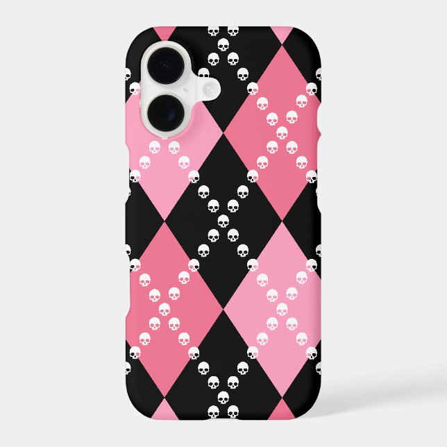 Pink Skull Argyle iPhone Case (Back)