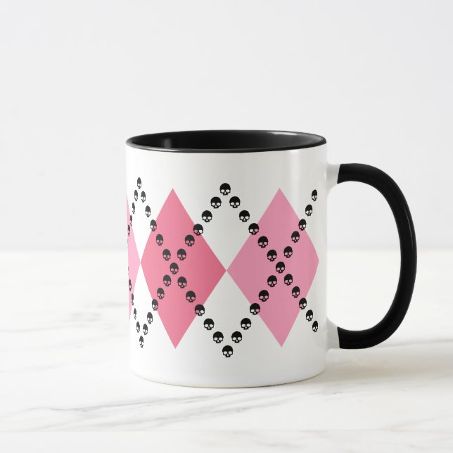 Pink Skull Argyle Mug (Right)