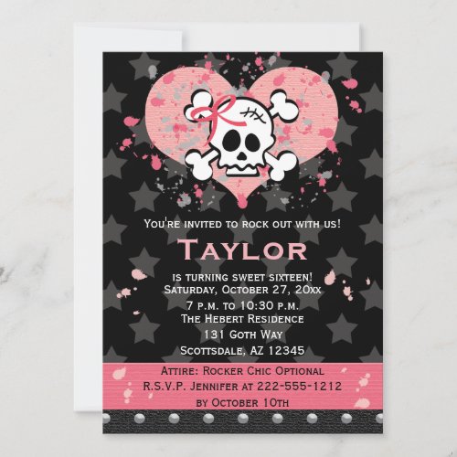 Pink Skull Birthday Invitations