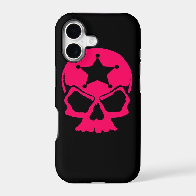 Pink Skull (black background) Iphone Case (Back)