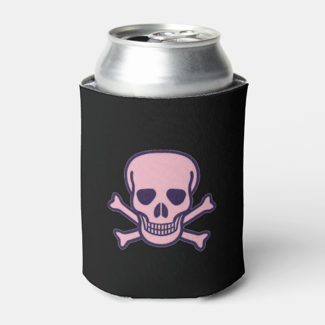 Pink Skull black can cooler (Can Front)