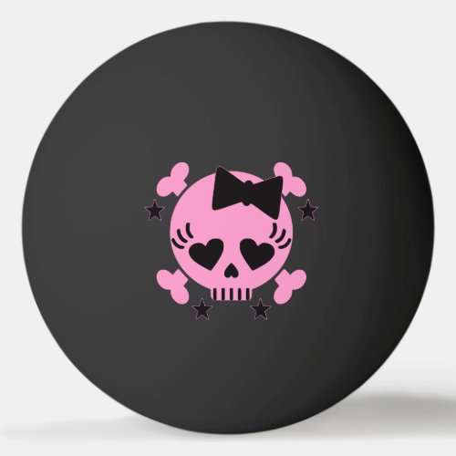 Pink Skull Black Ping Pong Ball