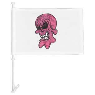 Pink Skull Car Flag