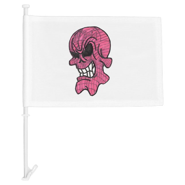 Pink Skull Car Flag (Front)
