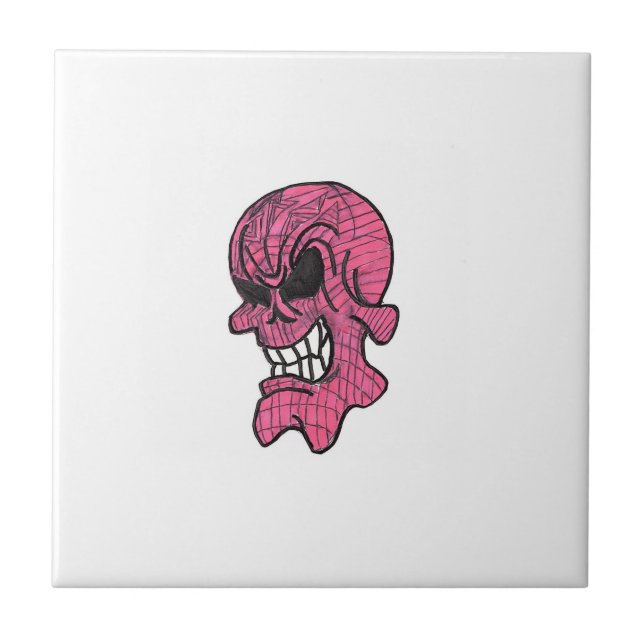 Pink Skull Ceramic Tile (Front)