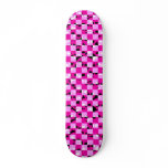 Pink Skull Checkerboard Skateboard Deck