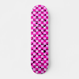 Pink Skull Checkerboard Skateboard Deck