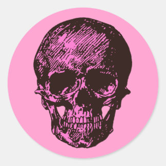Pink Skull Classic Round Sticker