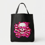 Pink Skull & Crossbones Grocery Bag