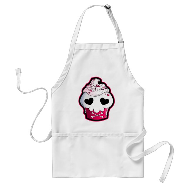 Pink Skull Cupcake Adult Apron (Front)