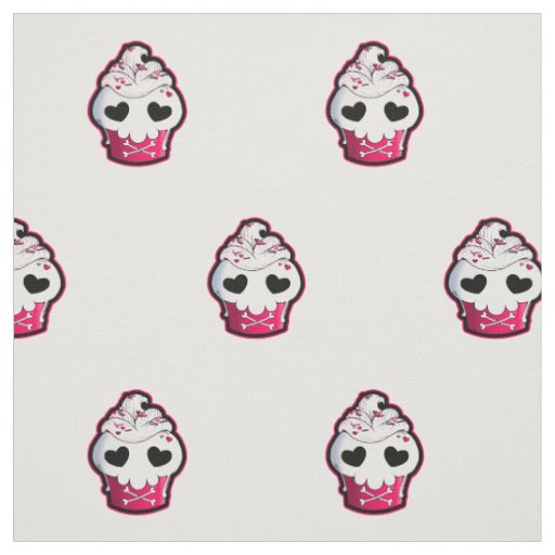 Pink Skull Cupcake Fabric