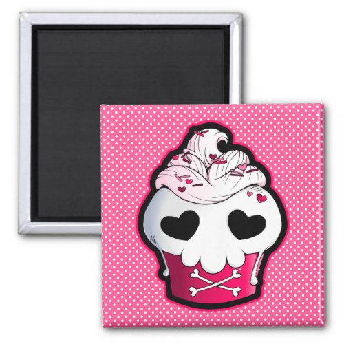Pink Skull Cupcake Magnet