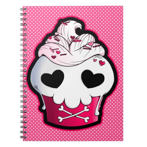 Pink Skull Cupcake Notebook