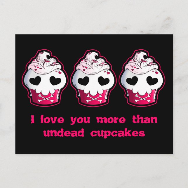 Pink Skull Cupcake Postcard (Front)
