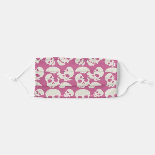 Pink Skull Design Adult Cloth Face Mask (Front, Folded)