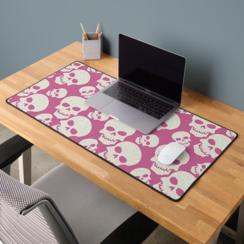 Pink Skull Design Desk Mat