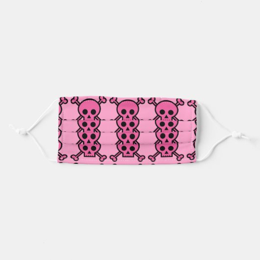 Pink Skull Emo Girl Adult Cloth Face Mask (Front, Folded)