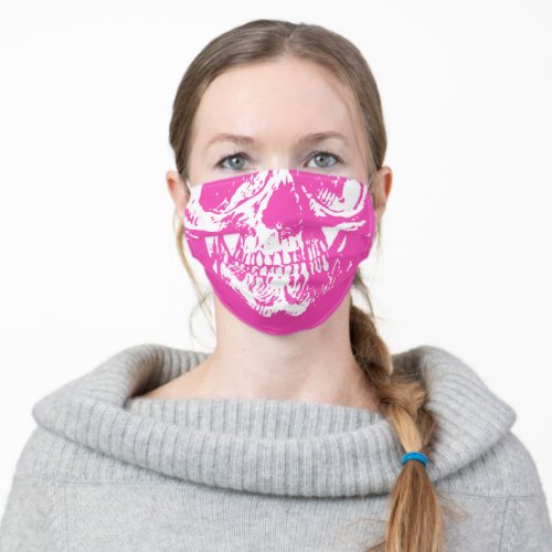 Pink Skull Emo Girl Adult Cloth Face Mask