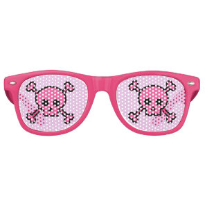 Pink Skull Goth Girl Cute Emo Retro Sunglasses