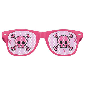 Pink Skull Goth Girl Cute Emo Retro Sunglasses
