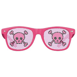 Pink Skull Goth Girl Cute Emo Retro Sunglasses