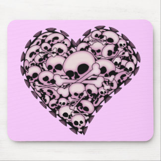 Pink Skull Heart Mouse Pad
