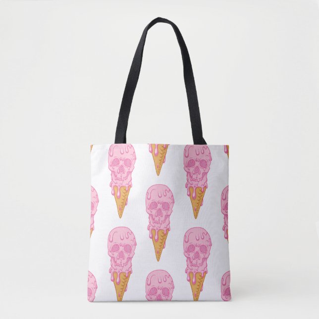Pink skull - ice cream. Seamless pattern backgroun Tote Bag (Front)